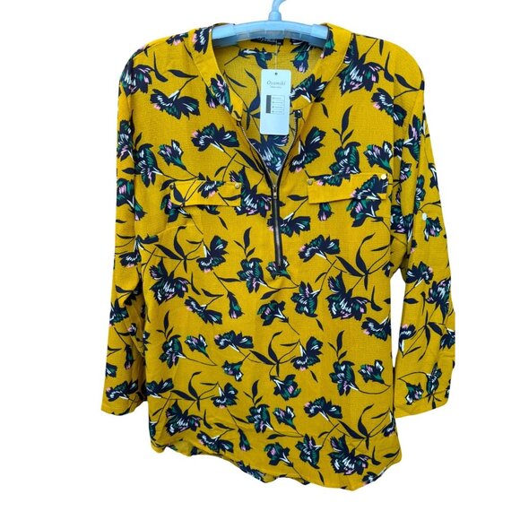 New Oyamiky Womens Floral Zip-Up Long Sleeve Blouse.Size XXL - Picture 1 of 9